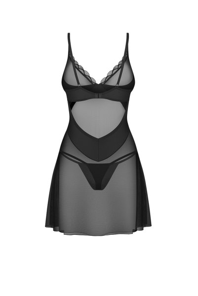 画像2: Stelisa chemise  |スリップドレス&タンガ(ワイヤーあり・シースルー・レース・ブラック) | Obsessive 高級Sexyランジェリー【即日発送・サイズ交換NG】※メール便対象商品※輸入下着・ランジェリー   (2)