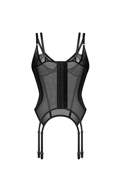画像2: Arrowel BK corset |  ガーターベルト付きコルセット（ワイヤーあり・シースルー・レース・ダブルストラップ・ブラック）  | Obsessive 高級Sexyランジェリー【即日発送・サイズ交換NG・メール便対象】輸入下着・ランジェリー    (2)