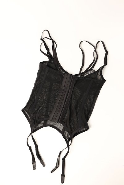 画像9: Arrowel BK corset |  ガーターベルト付きコルセット（ワイヤーあり・シースルー・レース・ダブルストラップ・ブラック）  | Obsessive 高級Sexyランジェリー【即日発送・サイズ交換NG・メール便対象】輸入下着・ランジェリー    (9)