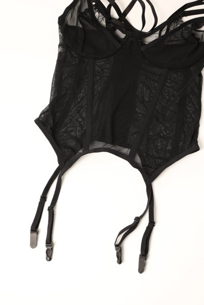 画像10: Arrowel BK corset |  ガーターベルト付きコルセット（ワイヤーあり・シースルー・レース・ダブルストラップ・ブラック）  | Obsessive 高級Sexyランジェリー【即日発送・サイズ交換NG・メール便対象】輸入下着・ランジェリー    (10)