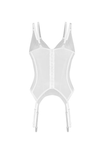 画像2: Arrowel WH corset |  ガーターベルト付きコルセット（ワイヤーあり・シースルー・レース・ダブルストラップ・ホワイト）  | Obsessive 高級Sexyランジェリー【即日発送・サイズ交換NG・メール便対象】輸入下着・ランジェリー    (2)