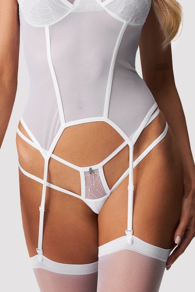 画像5: Arrowel WH corset |  ガーターベルト付きコルセット（ワイヤーあり・シースルー・レース・ダブルストラップ・ホワイト）  | Obsessive 高級Sexyランジェリー【即日発送・サイズ交換NG・メール便対象】輸入下着・ランジェリー    (5)