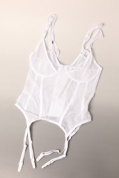 画像10: Arrowel WH corset |  ガーターベルト付きコルセット（ワイヤーあり・シースルー・レース・ダブルストラップ・ホワイト）  | Obsessive 高級Sexyランジェリー【即日発送・サイズ交換NG・メール便対象】輸入下着・ランジェリー    (10)