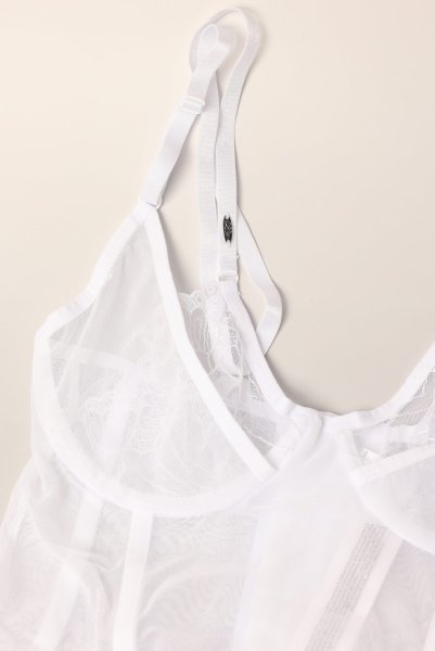 画像12: Arrowel WH corset |  ガーターベルト付きコルセット（ワイヤーあり・シースルー・レース・ダブルストラップ・ホワイト）  | Obsessive 高級Sexyランジェリー【即日発送・サイズ交換NG・メール便対象】輸入下着・ランジェリー    (12)