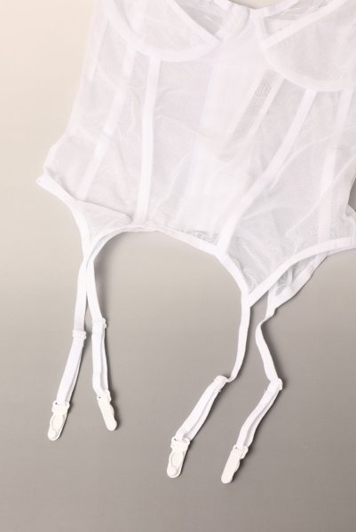 画像13: Arrowel WH corset |  ガーターベルト付きコルセット（ワイヤーあり・シースルー・レース・ダブルストラップ・ホワイト）  | Obsessive 高級Sexyランジェリー【即日発送・サイズ交換NG・メール便対象】輸入下着・ランジェリー    (13)