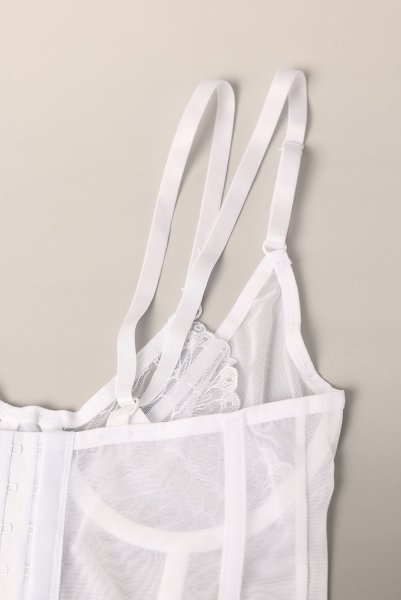 画像15: Arrowel WH corset |  ガーターベルト付きコルセット（ワイヤーあり・シースルー・レース・ダブルストラップ・ホワイト）  | Obsessive 高級Sexyランジェリー【即日発送・サイズ交換NG・メール便対象】輸入下着・ランジェリー    (15)