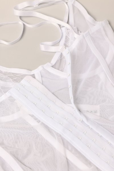 画像16: Arrowel WH corset |  ガーターベルト付きコルセット（ワイヤーあり・シースルー・レース・ダブルストラップ・ホワイト）  | Obsessive 高級Sexyランジェリー【即日発送・サイズ交換NG・メール便対象】輸入下着・ランジェリー    (16)