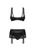 画像1: Lecille 3-pcs crotchless set  ｜トップレスブラ＆ガーターベルト＆クロッチレスタンガ3点セット（ワイヤーあり・ビーズ・ブラック） | Obsessive 高級Sexyランジェリー【即日発送・サイズ交換NG・メール便対象】輸入下着・ランジェリー   (1)