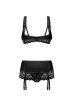 画像2: Lecille 3-pcs crotchless set  ｜トップレスブラ＆ガーターベルト＆クロッチレスタンガ3点セット（ワイヤーあり・ビーズ・ブラック） | Obsessive 高級Sexyランジェリー【即日発送・サイズ交換NG・メール便対象】輸入下着・ランジェリー   (2)