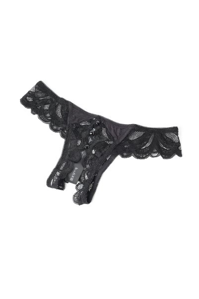 画像16: Lecille 3-pcs crotchless set  ｜トップレスブラ＆ガーターベルト＆クロッチレスタンガ3点セット（ワイヤーあり・ビーズ・ブラック） | Obsessive 高級Sexyランジェリー【即日発送・サイズ交換NG・メール便対象】輸入下着・ランジェリー   (16)