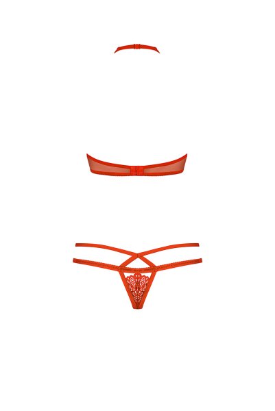 画像2: 838 SET 3  red | ホルターネックのシースルーブラ＆Tバックセット・ノンワイヤー・レッド   | 高級Sexyランジェリー Obsessive【即日発送・サイズ交換NG・メール便対象】輸入下着・ランジェリー   (2)