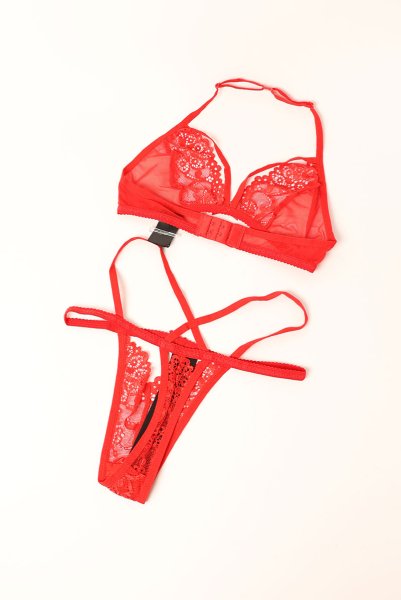 画像11: 838 SET 3  red | ホルターネックのシースルーブラ＆Tバックセット・ノンワイヤー・レッド   | 高級Sexyランジェリー Obsessive【即日発送・サイズ交換NG・メール便対象】輸入下着・ランジェリー   (11)