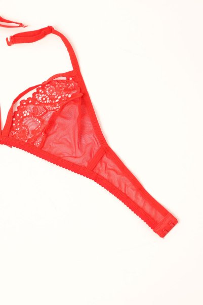 画像15: 838 SET 3  red | ホルターネックのシースルーブラ＆Tバックセット・ノンワイヤー・レッド   | 高級Sexyランジェリー Obsessive【即日発送・サイズ交換NG・メール便対象】輸入下着・ランジェリー   (15)