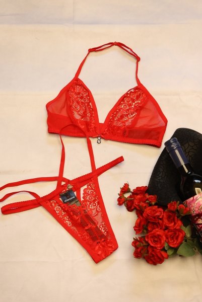 画像22: 838 SET 3  red | ホルターネックのシースルーブラ＆Tバックセット・ノンワイヤー・レッド   | 高級Sexyランジェリー Obsessive【即日発送・サイズ交換NG・メール便対象】輸入下着・ランジェリー   (22)