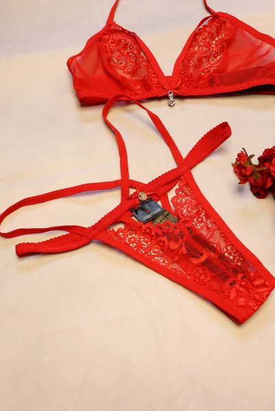 画像24: 838 SET 3  red | ホルターネックのシースルーブラ＆Tバックセット・ノンワイヤー・レッド   | 高級Sexyランジェリー Obsessive【即日発送・サイズ交換NG・メール便対象】輸入下着・ランジェリー   (24)