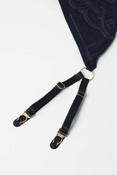 画像20: Nightly Blue 3-pcs set  |ブラ&ガーターベルト&タンガ3点セット(ワイヤーあり・シースルー・ネイビー) | Obsessive 高級Sexyランジェリー【即日発送・サイズ交換NG】※メール便対象商品※輸入下着・ランジェリー   (20)