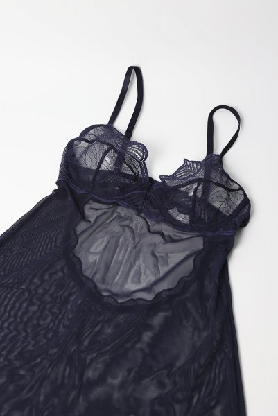 画像9: Nightly Blue chemise  |スリップドレス&タンガ(ワイヤーあり・シースルー・ネイビー) | Obsessive 高級Sexyランジェリー【即日発送・サイズ交換NG】※メール便対象商品※輸入下着・ランジェリー   (9)