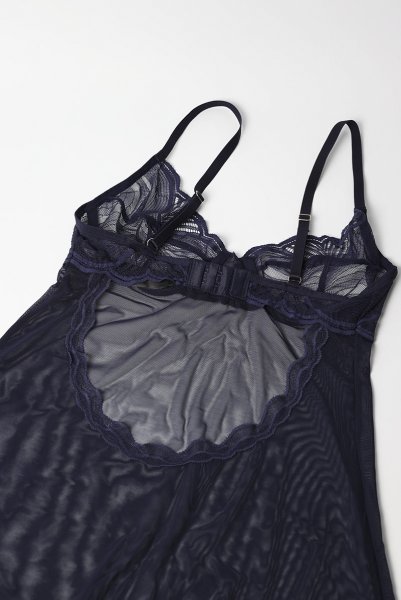 画像10: Nightly Blue chemise  |スリップドレス&タンガ(ワイヤーあり・シースルー・ネイビー) | Obsessive 高級Sexyランジェリー【即日発送・サイズ交換NG】※メール便対象商品※輸入下着・ランジェリー   (10)