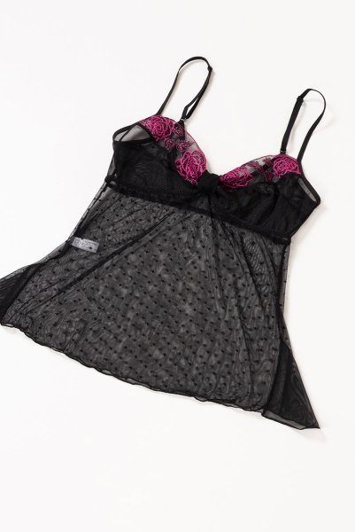 画像10: 【30%OFF】PERFECT night set  | ナイトセット・キャミソール&ショーツ・シースルー・ドット柄 | Sawren サブレン (10)