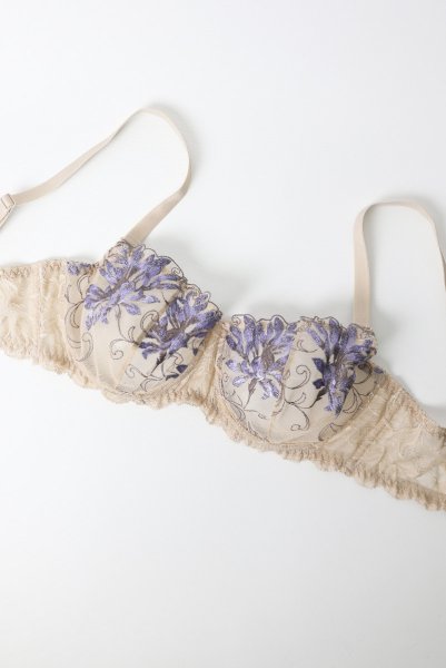 画像7: 【30%OFF】MAUVE soft  | 一枚レース・パッドなし・ワイヤーブラ・3/4カップ・ヌードベージュ×ラベンダー | Sawren サブレン (7)