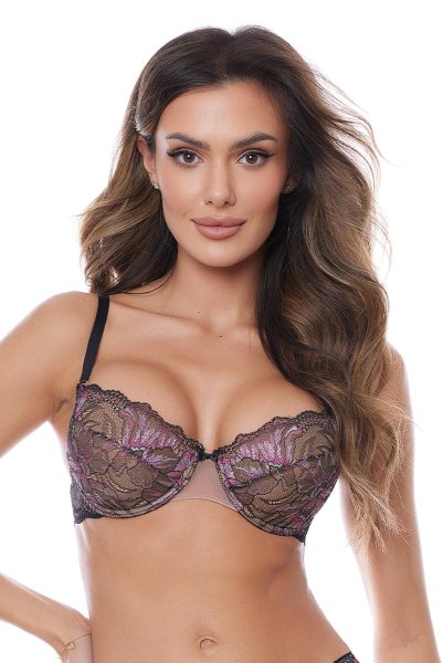 画像2: 【30%OFF】REVERIE push  | 3/4カップ・ワイヤーブラ・ブラック×ピンク | Sawren サブレン (2)