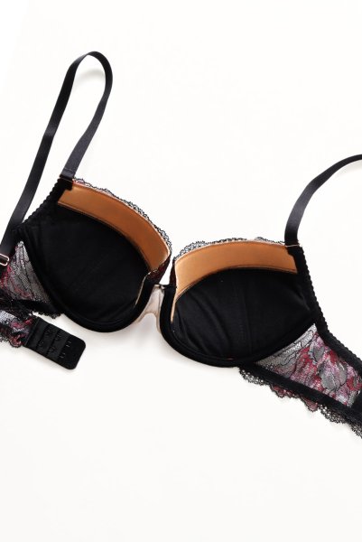 画像10: 【30%OFF】REVERIE push  | 3/4カップ・ワイヤーブラ・ブラック×ピンク | Sawren サブレン (10)