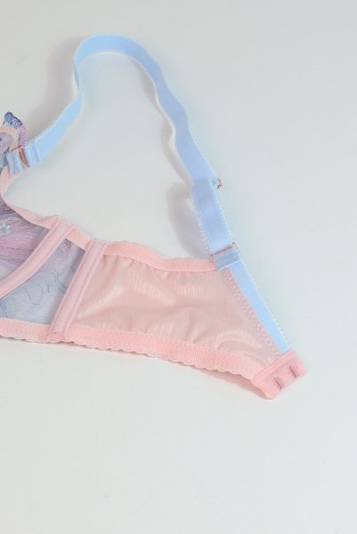 画像8: BLOOM soft  | 一枚レース・パッドなし・ワイヤーブラ・3/4カップ・ピンク×ブルー | Sawren サブレン (8)