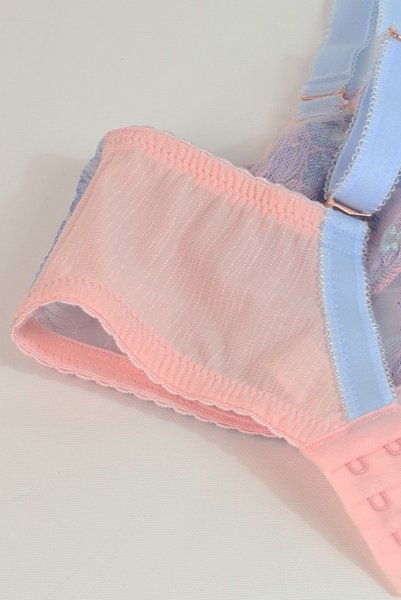 画像9: BLOOM soft  | 一枚レース・パッドなし・ワイヤーブラ・3/4カップ・ピンク×ブルー | Sawren サブレン (9)