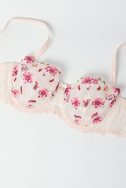 画像6: ROMANCE soft  | 一枚レース・パッドなし・ワイヤーブラ・3/4カップ・ピンク | Sawren サブレン (6)