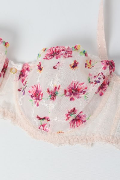 画像7: ROMANCE soft  | 一枚レース・パッドなし・ワイヤーブラ・3/4カップ・ピンク | Sawren サブレン (7)