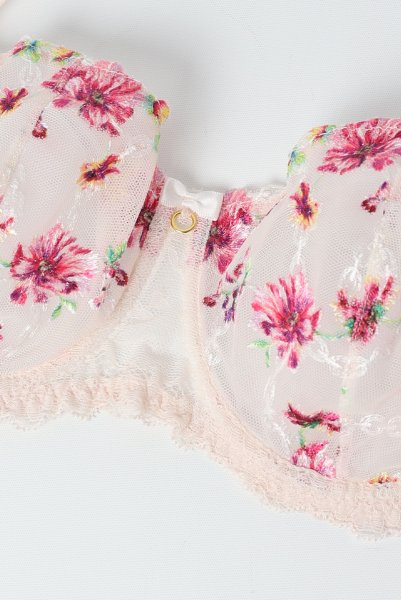 画像8: ROMANCE soft  | 一枚レース・パッドなし・ワイヤーブラ・3/4カップ・ピンク | Sawren サブレン (8)