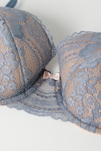 画像4: AUBE push  | 3/4カップ・ワイヤーブラ・ブルーグレー | Sawren サブレン【即日発送】インポート・輸入下着・高級ランジェリー  (4)