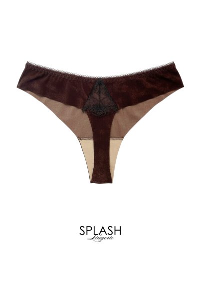 画像2: 【予約受付中】VELOUTE thong  | タンガ・Ｔバック・ブラウン | Sawren サブレン｜輸入下着・高級ランジェリー  (2)