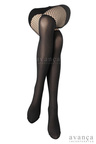 画像3: CALZEROTTO RETE  | 柄タイツ 40デニール ・ガーター風・黒 | Veneziana ベネチアナ (3)