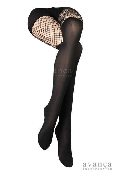 画像4: CALZEROTTO RETE  | 柄タイツ 40デニール ・ガーター風・黒 | Veneziana ベネチアナ (4)