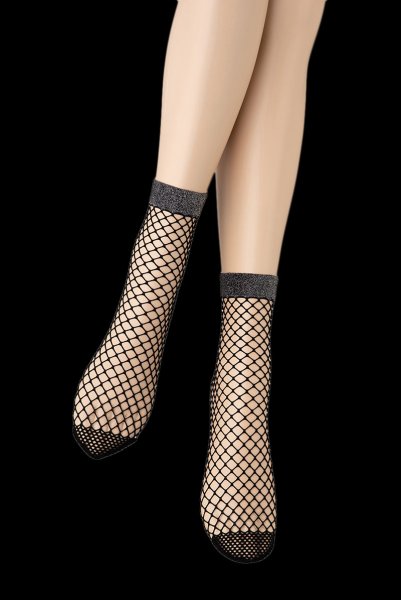画像6: ALBA RETE Socks nero silver  | ショートストッキング・網・ラメ・ブラック×シルバー | Veneziana ベネチアナ (6)