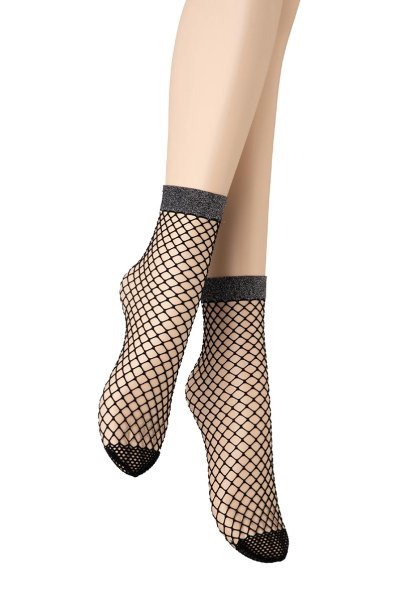 画像7: ALBA RETE Socks nero silver  | ショートストッキング・網・ラメ・ブラック×シルバー | Veneziana ベネチアナ (7)