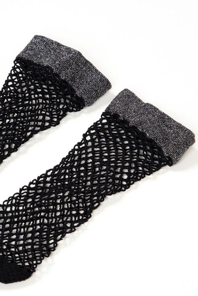 画像9: ALBA RETE Socks nero silver  | ショートストッキング・網・ラメ・ブラック×シルバー | Veneziana ベネチアナ (9)
