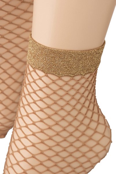 画像3: ALBA RETE Socks beige oro  | ショートストッキング・網・ラメ・ベージュ×ゴールド | Veneziana ベネチアナ (3)