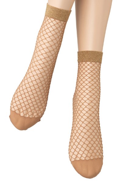 画像5: ALBA RETE Socks beige oro  | ショートストッキング・網・ラメ・ベージュ×ゴールド | Veneziana ベネチアナ (5)