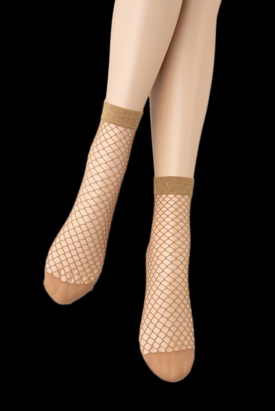 画像6: ALBA RETE Socks beige oro  | ショートストッキング・網・ラメ・ベージュ×ゴールド | Veneziana ベネチアナ (6)