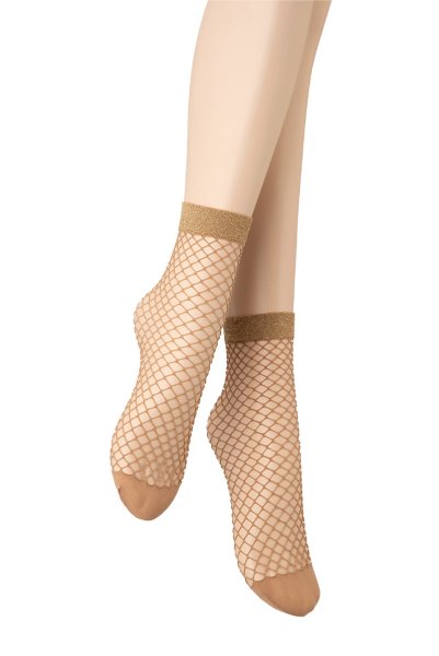 画像7: ALBA RETE Socks beige oro  | ショートストッキング・網・ラメ・ベージュ×ゴールド | Veneziana ベネチアナ (7)