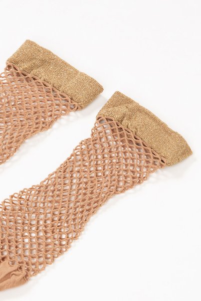 画像9: ALBA RETE Socks beige oro  | ショートストッキング・網・ラメ・ベージュ×ゴールド | Veneziana ベネチアナ (9)