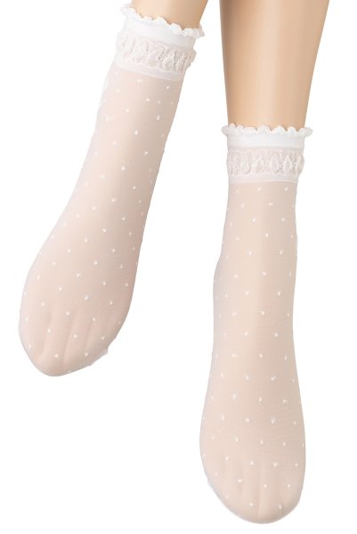 画像5: ALICE Socks bianco  | ショートストッキング・ドット柄・リボン・ホワイト | Veneziana ベネチアナ (5)