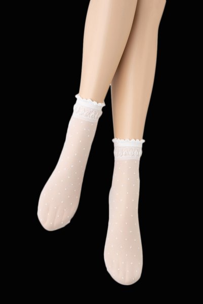 画像6: ALICE Socks bianco  | ショートストッキング・ドット柄・リボン・ホワイト | Veneziana ベネチアナ (6)