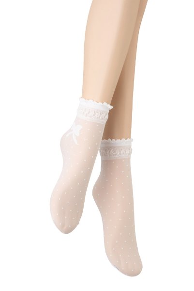 画像7: ALICE Socks bianco  | ショートストッキング・ドット柄・リボン・ホワイト | Veneziana ベネチアナ (7)