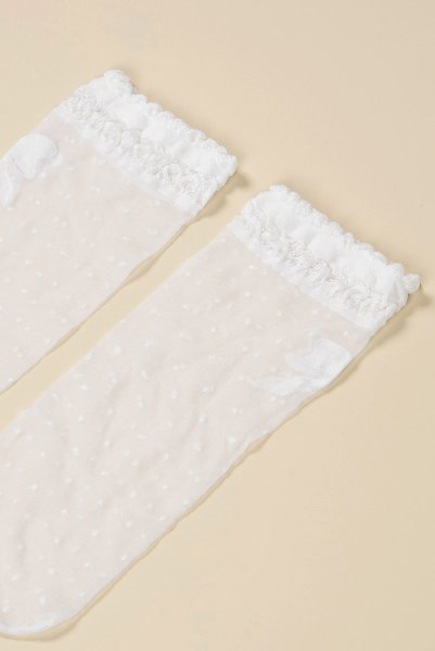画像9: ALICE Socks bianco  | ショートストッキング・ドット柄・リボン・ホワイト | Veneziana ベネチアナ (9)