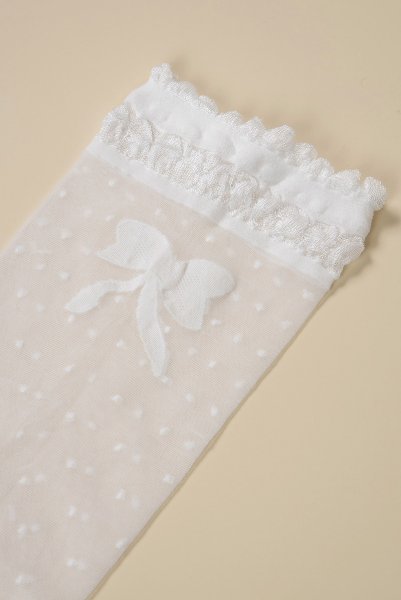 画像11: ALICE Socks bianco  | ショートストッキング・ドット柄・リボン・ホワイト | Veneziana ベネチアナ (11)