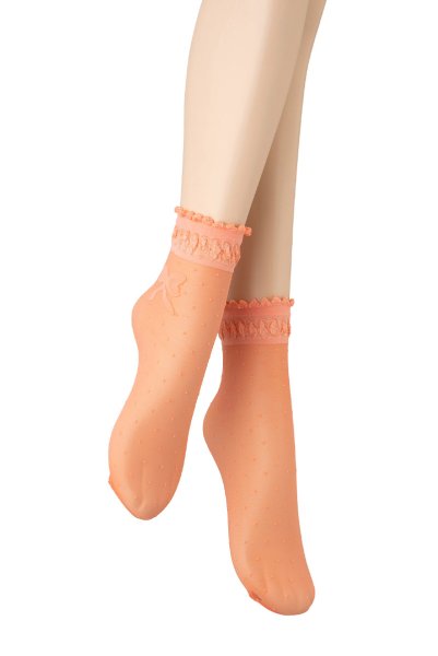 画像7: ALICE Socks coral  | ショートストッキング・ドット柄・リボン・コーラル | Veneziana ベネチアナ (7)
