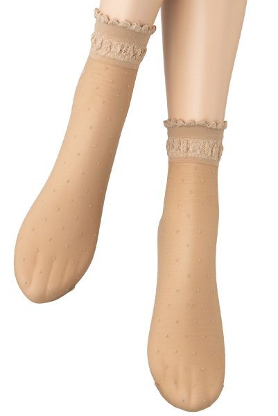 画像5: ALICE Socks nude  | ショートストッキング・ドット柄・リボン・ベージュ | Veneziana ベネチアナ (5)
